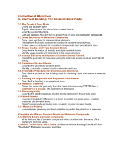 Instructional Objectives 5. Chemical Bonding: The Covalent Bond