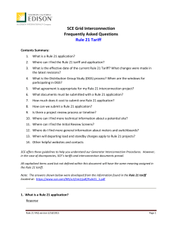 SCE Grid Interconnection Frequently Asked Questions Rule 21 Tariff