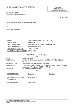 IN THE COUNTY COURT OF VICTORIA Revised Not Restricted