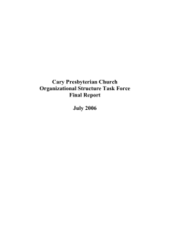 Cary Presbyterian Church Organizational Structure Task Force Final