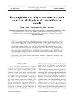 Five amphibian mortality events associated with ranavirus infection