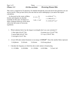 Chem 111 10:10a section Evening Exam #2a