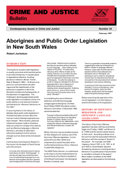 Aborigines and Public Order Legislation in New South Wales
