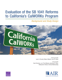 Evaluation of the SB 1041 Reforms to California`s CalWORKs Program