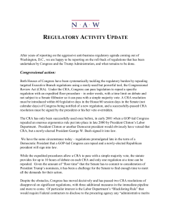 REGULATORY ACTIVITY UPDATE