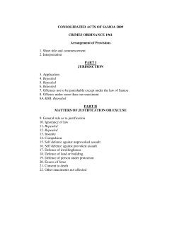 CONSOLIDATED ACTS OF SAMOA 2009 CRIMES