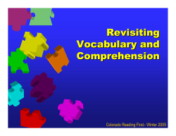 Revisiting Vocabulary and Comprehension