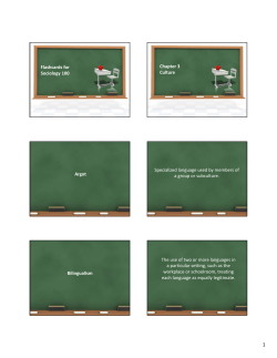 Flashcards for Sociology 100 Chapter 3 Culture Argot Specialized