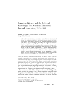 Education, Science, and the Politics of Knowledge: The American