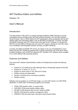 APT Partition Editor and Utilities User`s Manual