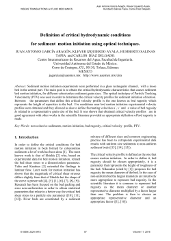 Definition of critical hydrodynamic conditions for sediment