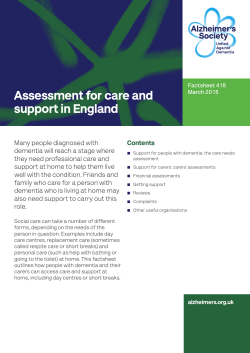 Assessment for care and support in England