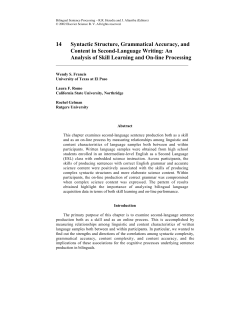 14 Syntactic Structure, Grammatical Accuracy, and Content in