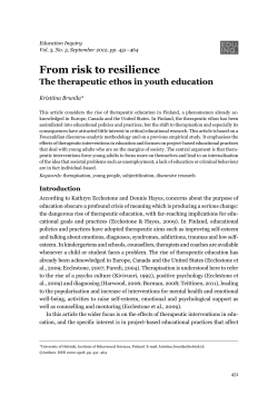 From risk to resilience. The therapeutic ethos in youth education