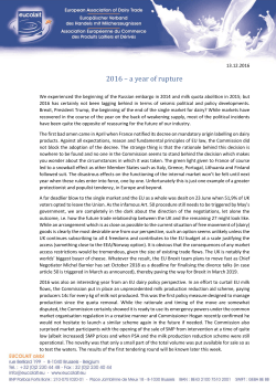 2016 &ndash; a year of rupture