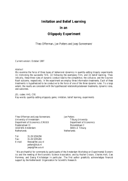Imitation and Belief Learning in an Oligopoly Experiment - UvA-DARE