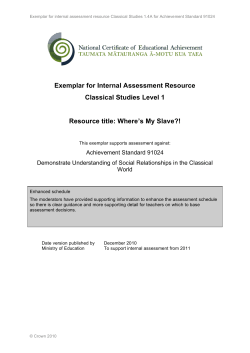 Exemplar for Internal Assessment Resource Classical