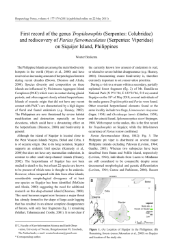 (Serpentes: Colubridae) and rediscovery of Parias flavomaculatus