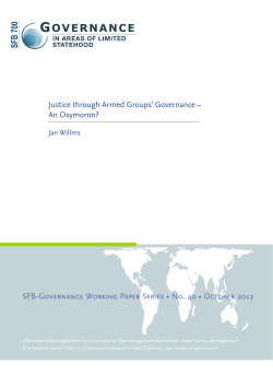 Justice through Armed Groups` Governance &ndash; An Oxymoron? SFB