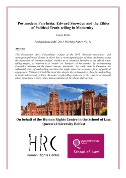 Postmodern Parrhesia: Edward Snowden and the Ethics