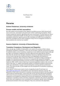 Plenaries - Tolk- och &ouml;vers&auml;ttarinstitutet