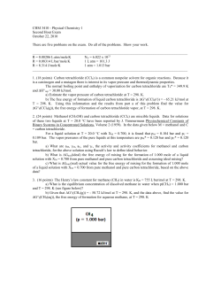 CHM 3410 - Physical Chemistry 1 Second Hour Exam October 22