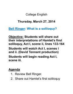 College English Thursday, March 27, 2014 Bell Ringer: What is a