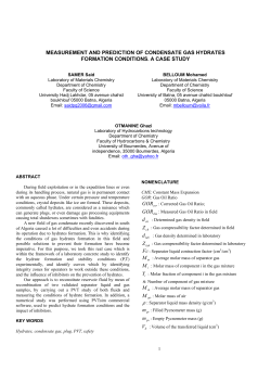 MEASUREMENT AND PREDICTION OF CONDENSATE GAS