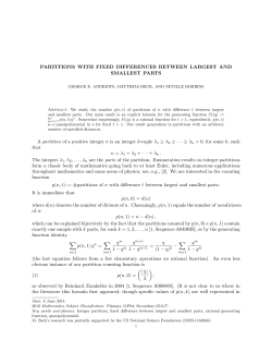 PARTITIONS WITH FIXED DIFFERENCES BETWEEN LARGEST