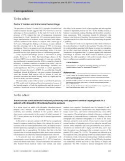 To the editor - Blood Journal