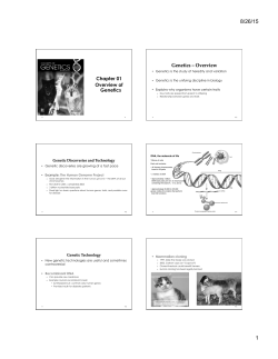 Chapter 01 Overview of Genetics Genetics &ndash; Overview