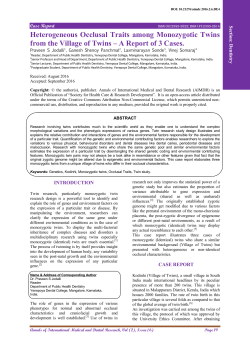 Heterogeneous Occlusal Traits among Monozygotic Twins