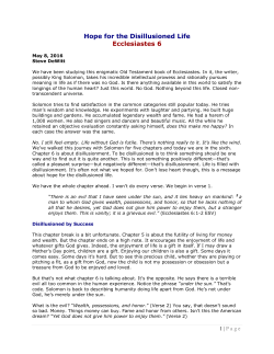 Hope for the Disillusioned Life Ecclesiastes 6