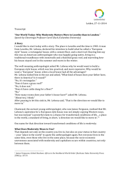 Leiden, 27-‐11-‐2014 Transcript &ldquo;Our World Today