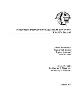 Independent Duckweed Investigations to Review the Scientific Method