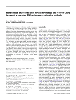 Identification of potential sites for aquifer storage and recovery (ASR