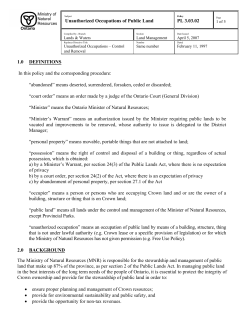 1.0 DEFINITIONS In this policy and the corresponding procedure