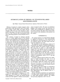 notes hydroxylation of phenol on titanium pillared montmorillonite
