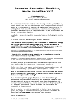 An overview of international Place Making practice