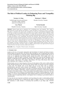 The Role of Political Leaders in Enhancing Peace and Tranquility