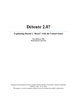 D&eacute;tente 2.0? - Canadian Political Science Association