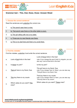 Grammar test &ndash; This, that, these, those: Answer Sheet