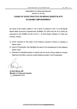 Broad Based Black Economic Empowerment Act: Codes of good