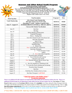 After School Program - Summer Field Trips 2016