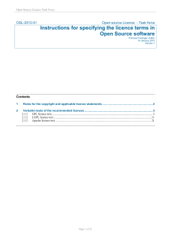 Instructions for specifying the licence terms in Open