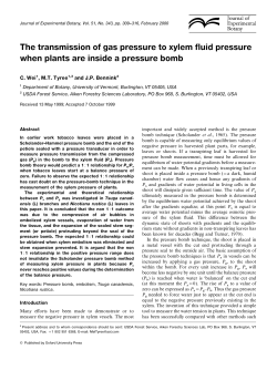 The transmission of gas pressure to xylem fluid