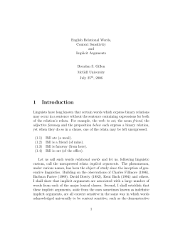 English Relational Words, Context Sensitivity and Implicit Arguments
