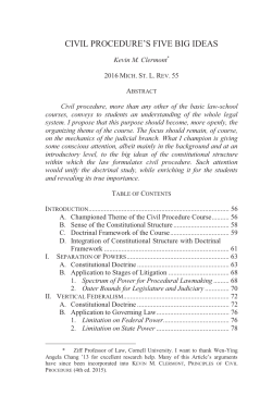 Civil Procedure`s Five Big Ideas - Digital Commons at Michigan