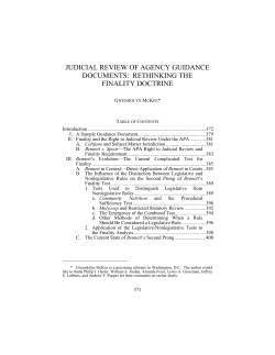 judicial review of agency guidance documents: rethinking the finality