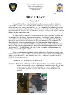 PRESS RELE PRESS RELEASE - Salisbury Police Department
